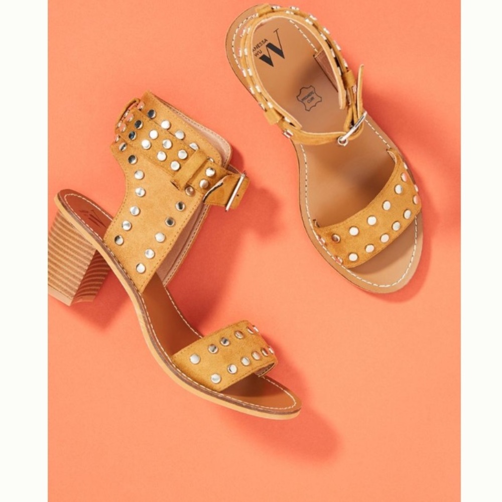Vanessa Wu Studded Block Heels